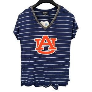 Gameday Couture Auburn Tigers Women’s Pinstripe V-Neck Beaded Tee Size Small